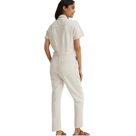 Outerknown NWT S.E.A. Organic Cotton Linen Natural Coveralls Jumpsuit Women’s XL - Picture 2 of 16
